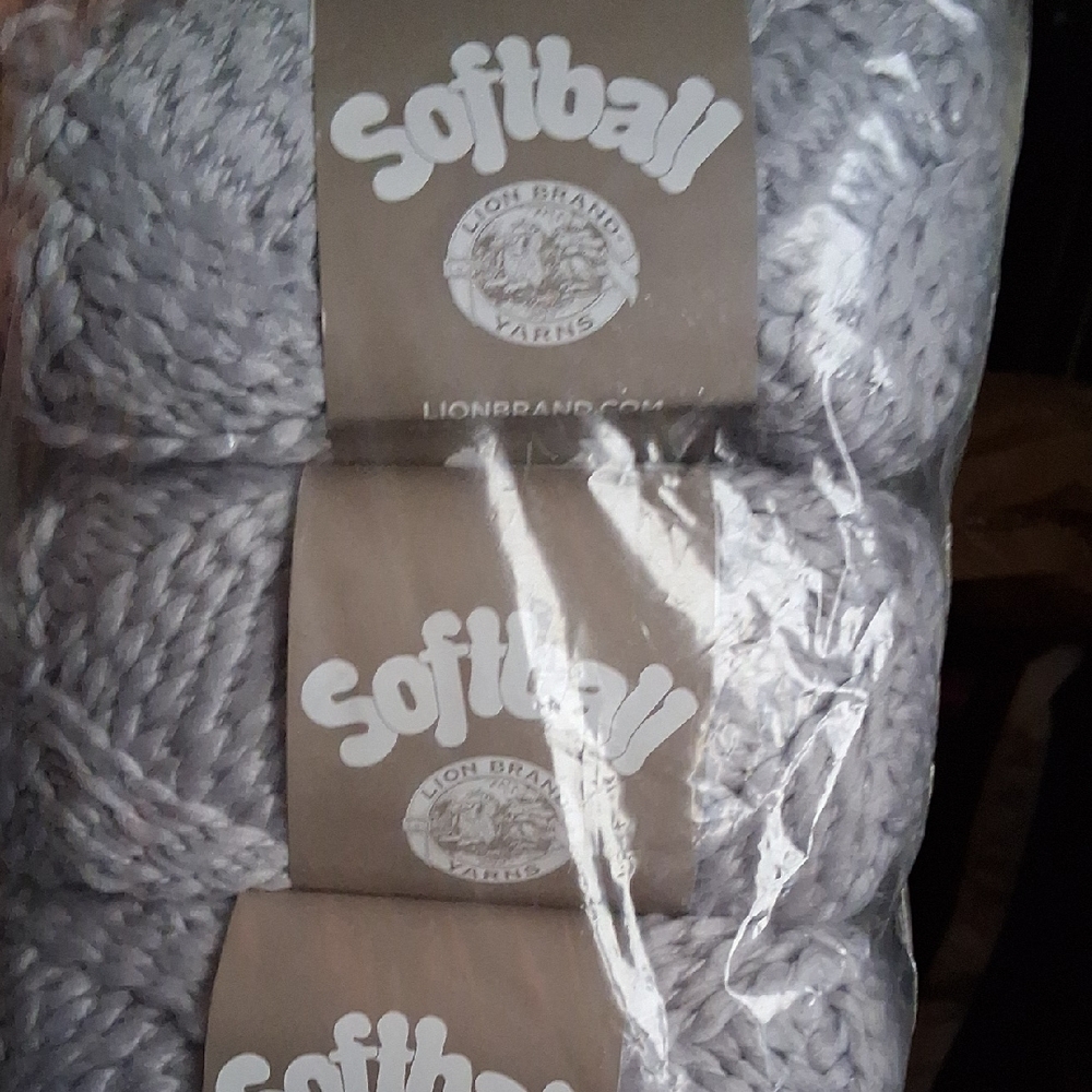 Lion Brand Softball Yarn - Gray